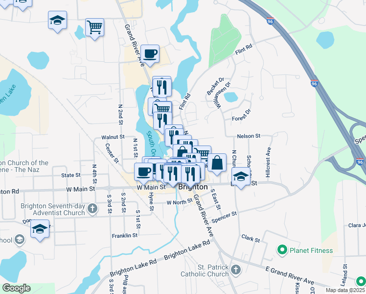 map of restaurants, bars, coffee shops, grocery stores, and more near 125 Beaver Street in Brighton