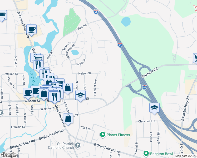 map of restaurants, bars, coffee shops, grocery stores, and more near 220 Hillcrest Avenue in Brighton