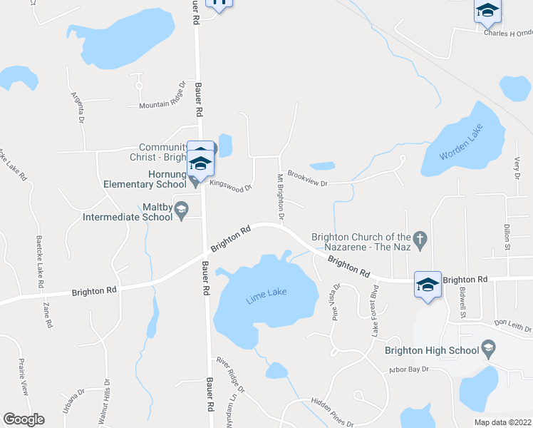 map of restaurants, bars, coffee shops, grocery stores, and more near 7171 Brighton Road in Brighton