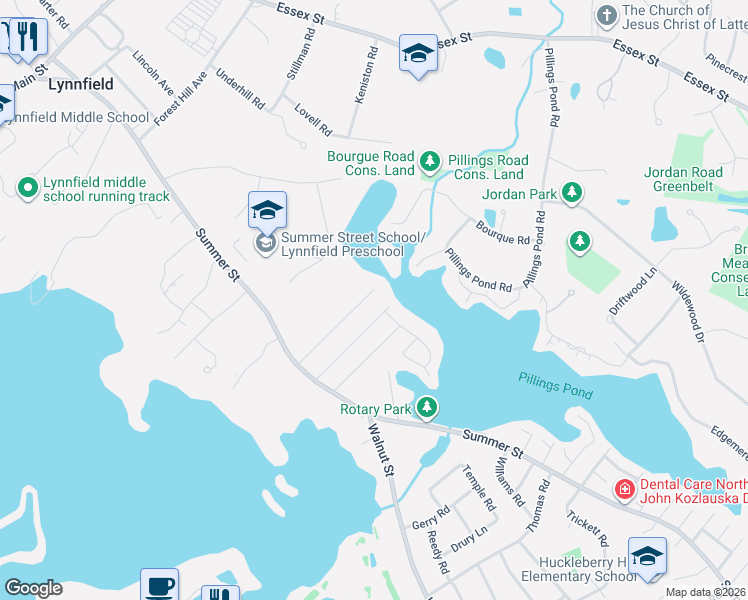 map of restaurants, bars, coffee shops, grocery stores, and more near 92 Crest Road in Lynnfield