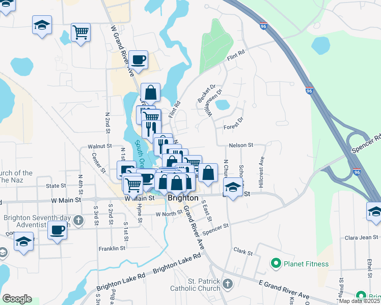 map of restaurants, bars, coffee shops, grocery stores, and more near 210 Beaver Street in Brighton