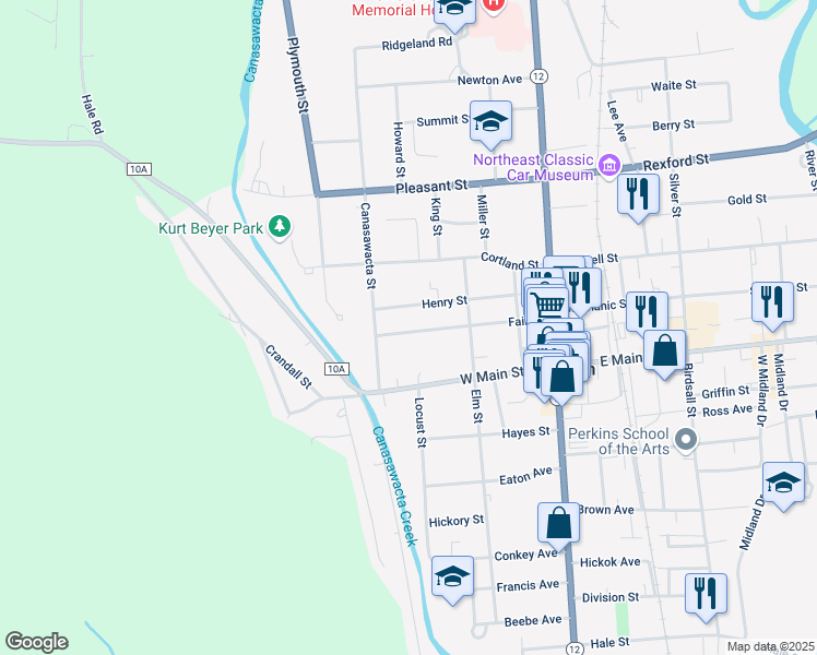 map of restaurants, bars, coffee shops, grocery stores, and more near 56 Fair Street in Norwich
