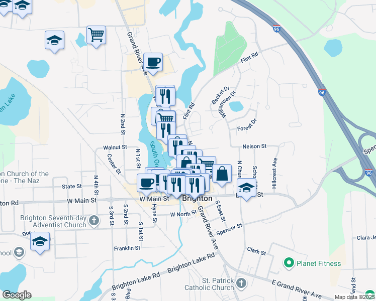 map of restaurants, bars, coffee shops, grocery stores, and more near 125 Beaver Street in Brighton