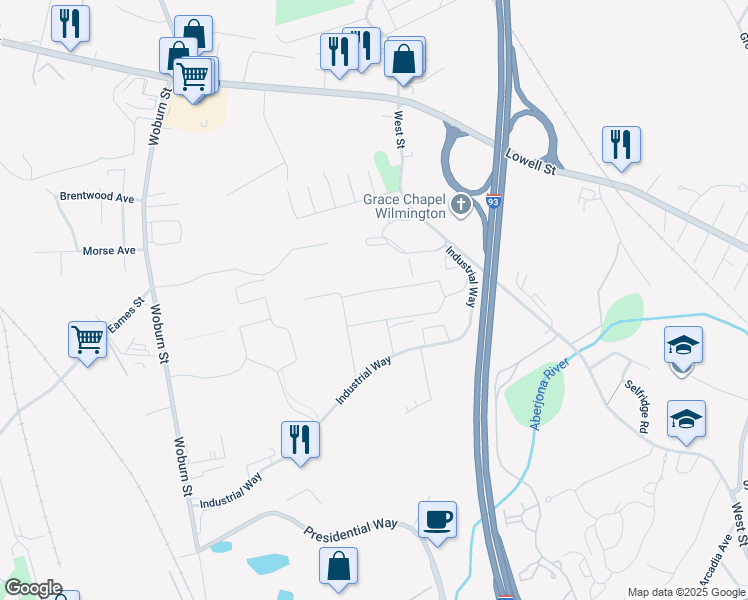 map of restaurants, bars, coffee shops, grocery stores, and more near 80 Industrial Way in Wilmington