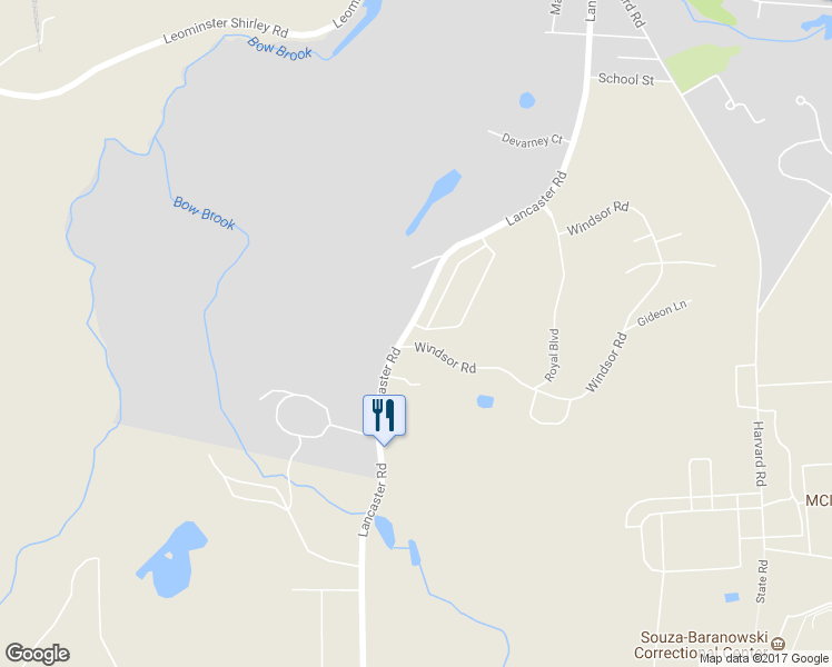 map of restaurants, bars, coffee shops, grocery stores, and more near 1 Deer Avenue in Shirley