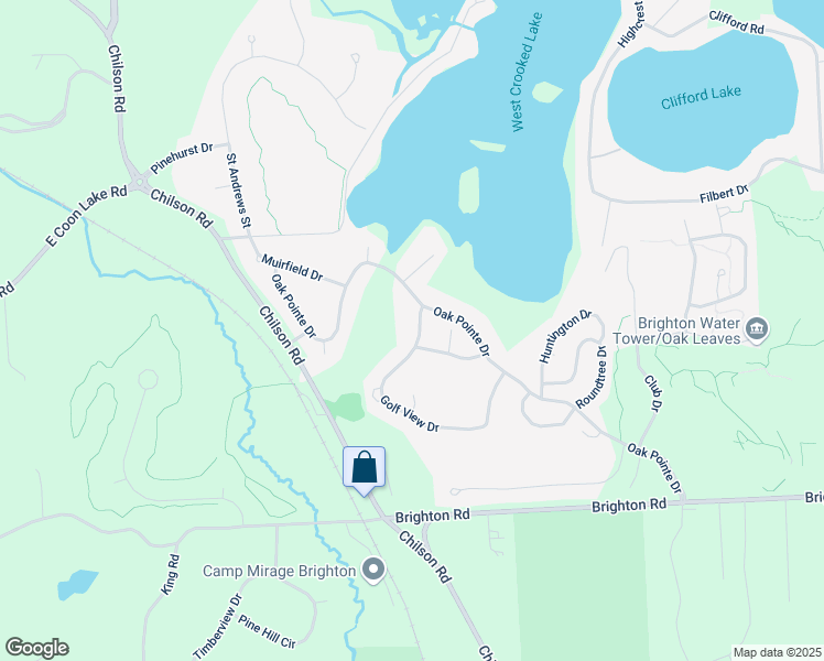 map of restaurants, bars, coffee shops, grocery stores, and more near 4445 Golf View Drive in Brighton