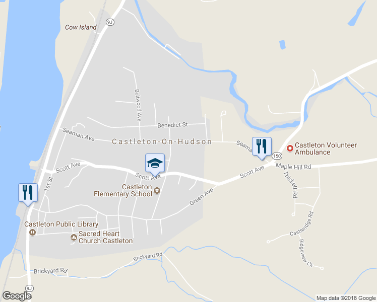 map of restaurants, bars, coffee shops, grocery stores, and more near 78 Seaman Avenue in Castleton-on-Hudson