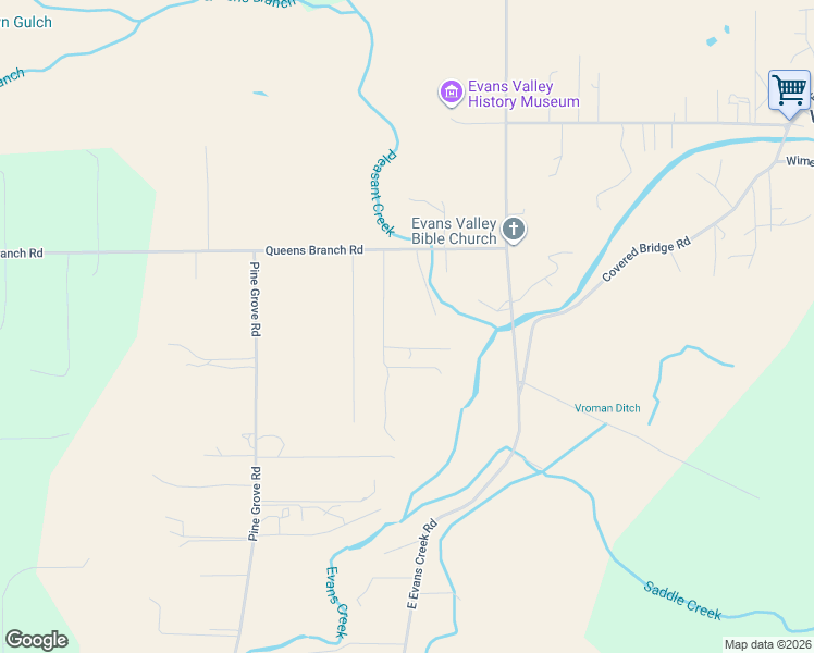 map of restaurants, bars, coffee shops, grocery stores, and more near 265 Queens Branch Road in Rogue River