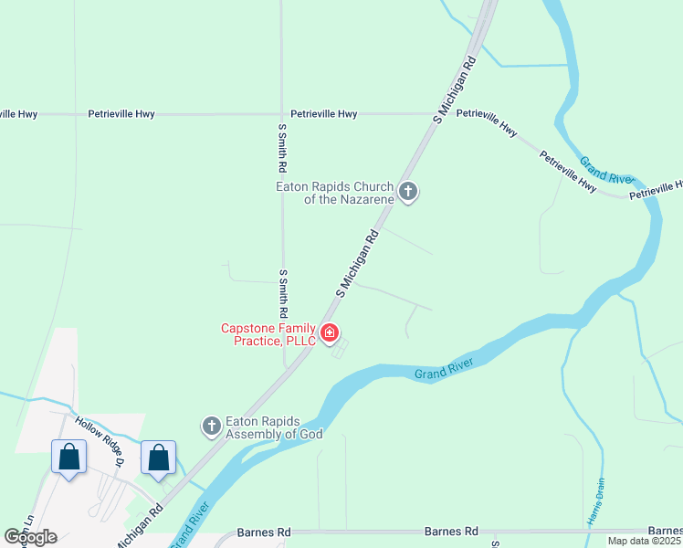 map of restaurants, bars, coffee shops, grocery stores, and more near 2362 South Michigan Road in Eaton Rapids