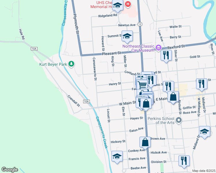 map of restaurants, bars, coffee shops, grocery stores, and more near 56 Fair St in Norwich