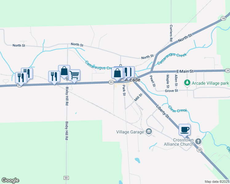 map of restaurants, bars, coffee shops, grocery stores, and more near 40 Prospect Street in Arcade