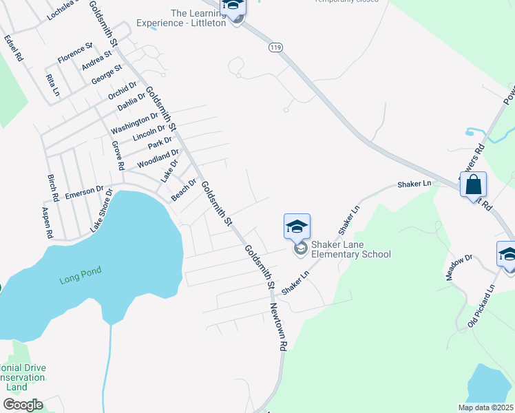 map of restaurants, bars, coffee shops, grocery stores, and more near 23 Fletcher Lane in Littleton