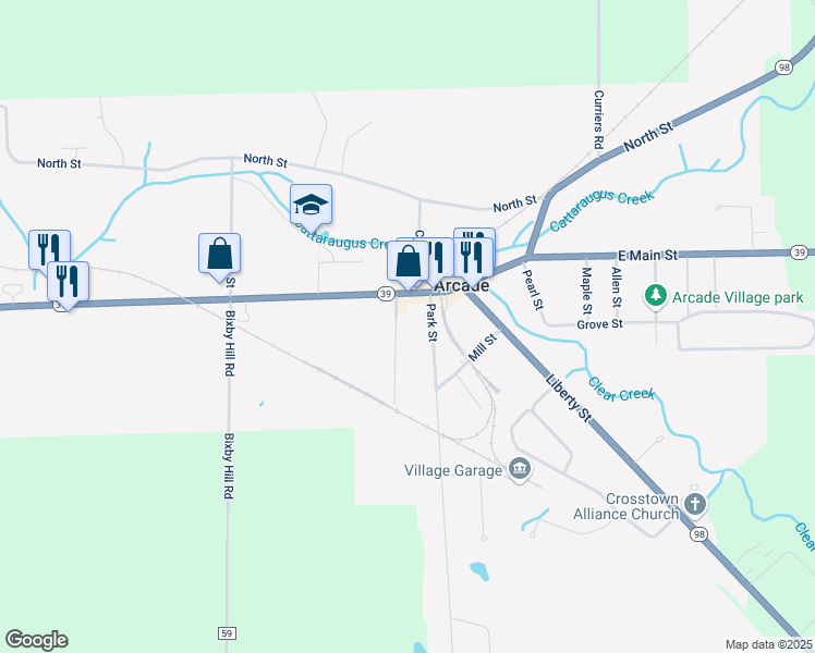 map of restaurants, bars, coffee shops, grocery stores, and more near 40 Prospect Street in Arcade
