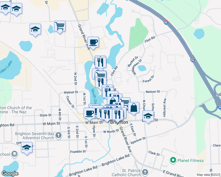 map of restaurants, bars, coffee shops, grocery stores, and more near 125 Beaver Street in Brighton