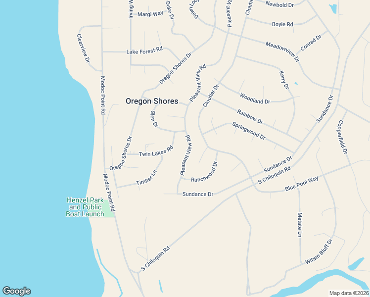 map of restaurants, bars, coffee shops, grocery stores, and more near 33826 Pleasant View Road in Chiloquin