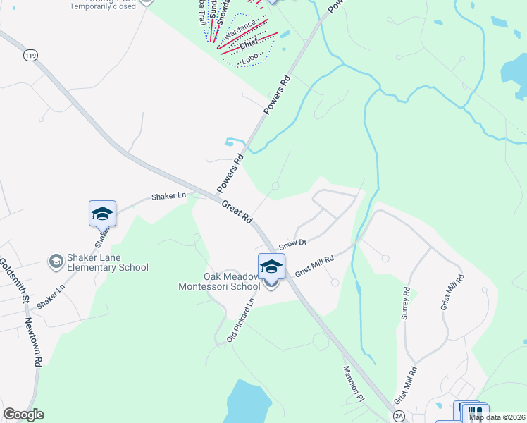 map of restaurants, bars, coffee shops, grocery stores, and more near 93 Great Road in Littleton