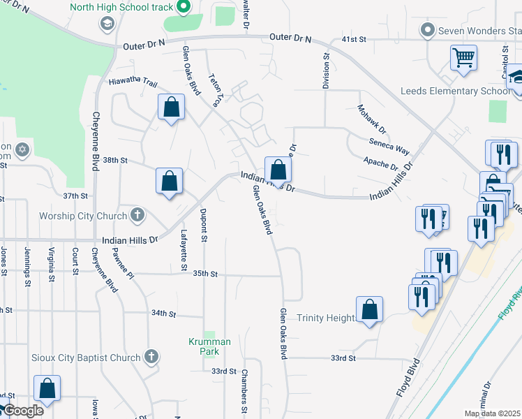 map of restaurants, bars, coffee shops, grocery stores, and more near in 