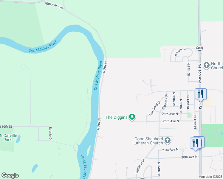 map of restaurants, bars, coffee shops, grocery stores, and more near 726 28th Avenue North in Fort Dodge