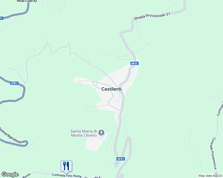 map of restaurants, bars, coffee shops, grocery stores, and more near Strada Provinciale 31 in Castilenti