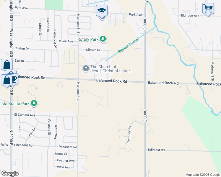 map of restaurants, bars, coffee shops, grocery stores, and more near 921 Gregory Way in Twin Falls
