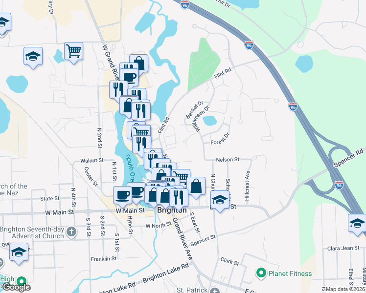 map of restaurants, bars, coffee shops, grocery stores, and more near 504 Anne Avenue in Brighton