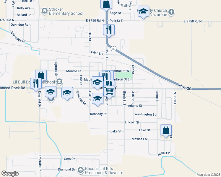 map of restaurants, bars, coffee shops, grocery stores, and more near 141 Center Street East in Kimberly