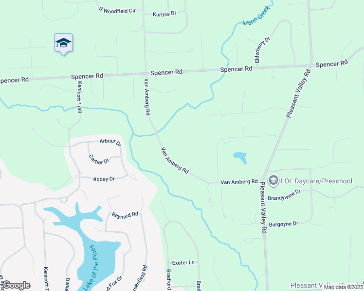 map of restaurants, bars, coffee shops, grocery stores, and more near 4977 Van Amberg Road in Brighton