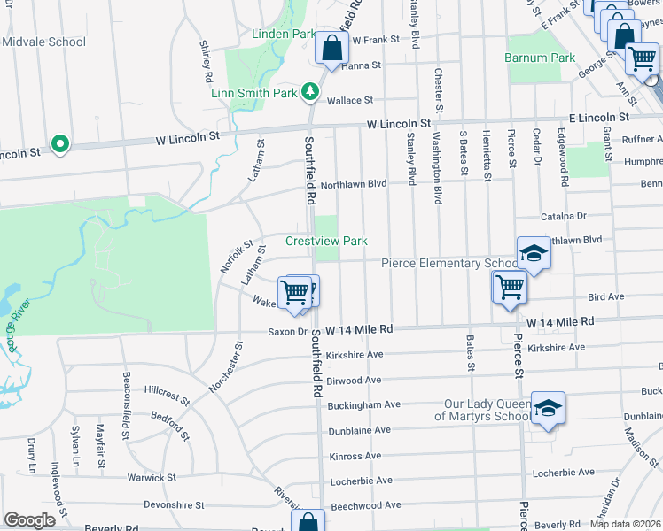 map of restaurants, bars, coffee shops, grocery stores, and more near 1700 Shipman Boulevard in Birmingham