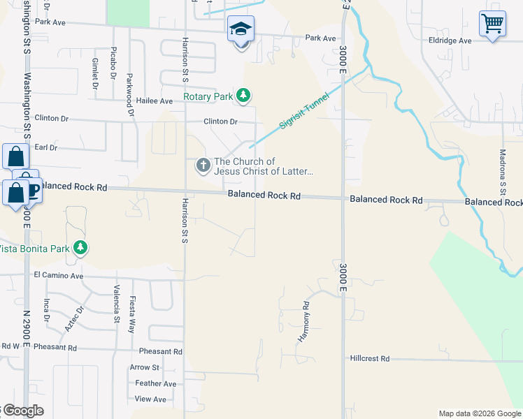map of restaurants, bars, coffee shops, grocery stores, and more near 921 Gregory Way in Twin Falls