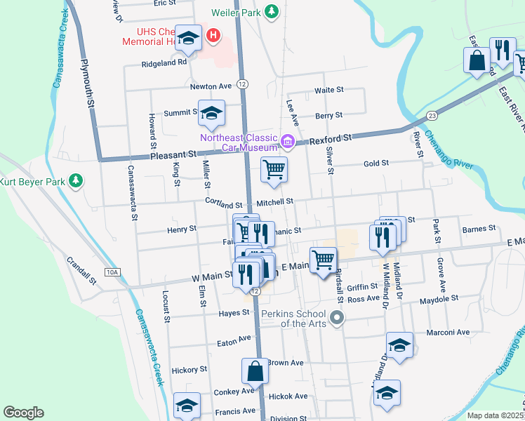 map of restaurants, bars, coffee shops, grocery stores, and more near 78-82 Broad St in Norwich