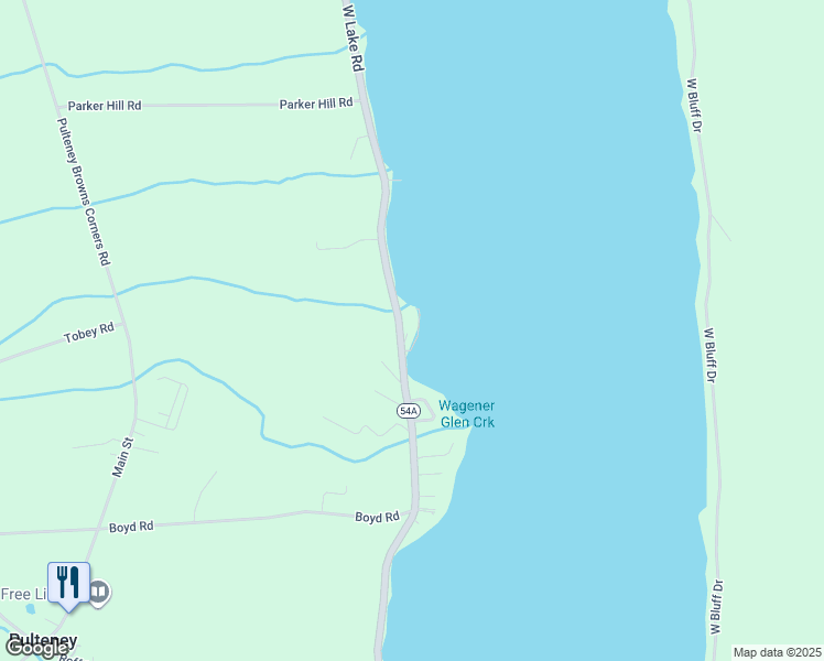 map of restaurants, bars, coffee shops, grocery stores, and more near 15008 Burgers Point in Pulteney