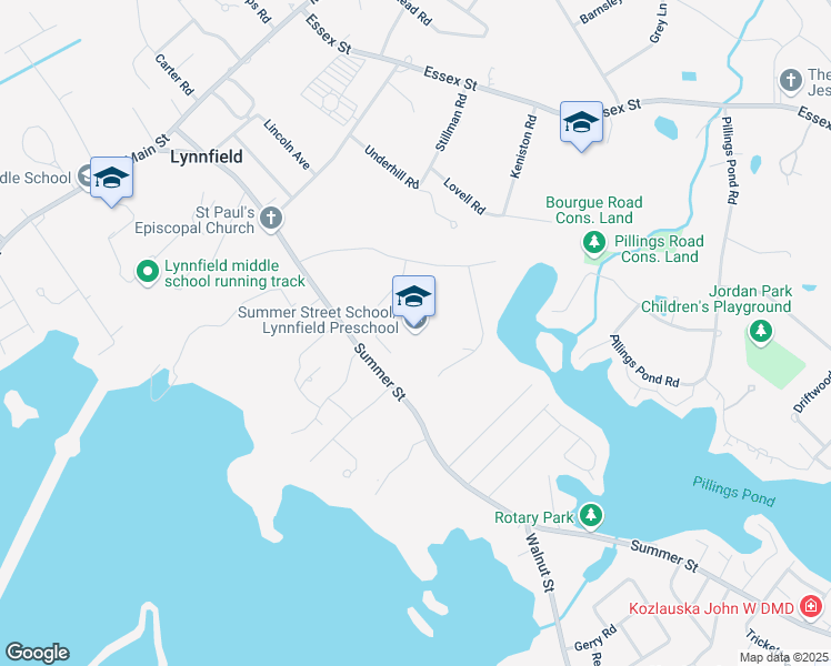 map of restaurants, bars, coffee shops, grocery stores, and more near 262 Summer Street in Lynnfield