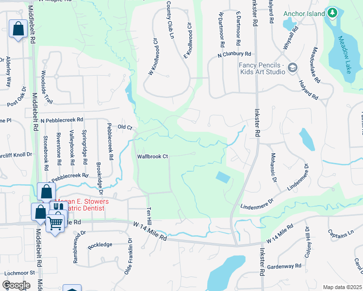 map of restaurants, bars, coffee shops, grocery stores, and more near 5030 Wallbrook Court in Oakland County