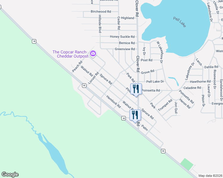 map of restaurants, bars, coffee shops, grocery stores, and more near N1183 Walnut Road in Genoa City