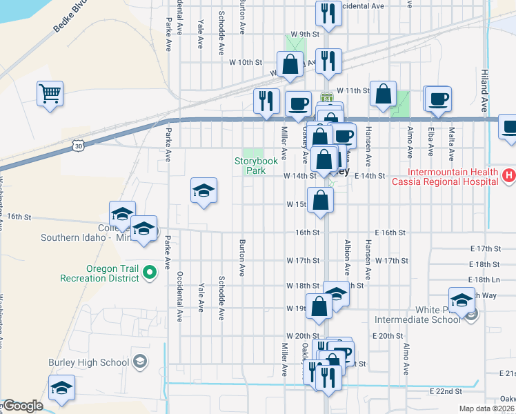 map of restaurants, bars, coffee shops, grocery stores, and more near 1500 Conant Ave in Burley