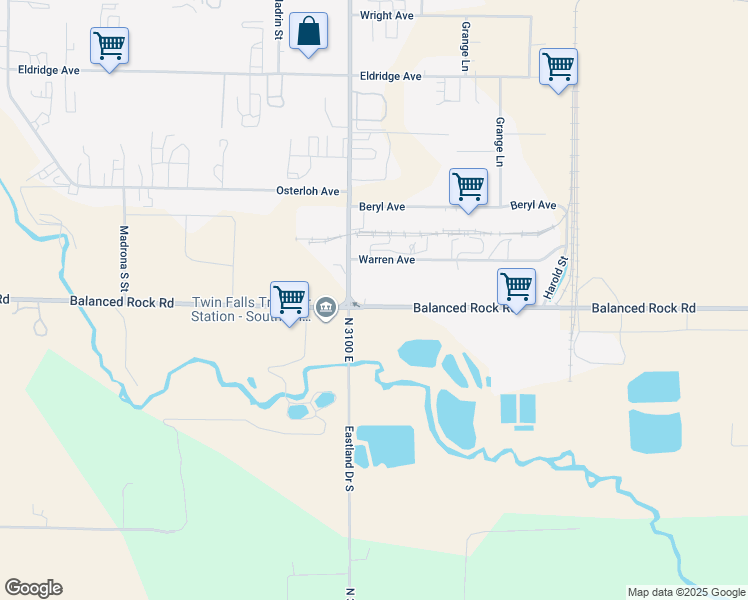 map of restaurants, bars, coffee shops, grocery stores, and more near 2251 Orchard Drive East in Twin Falls