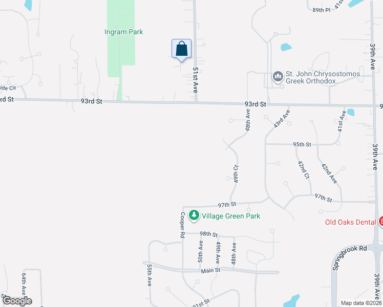 map of restaurants, bars, coffee shops, grocery stores, and more near 5221 93rd Street in Pleasant Prairie