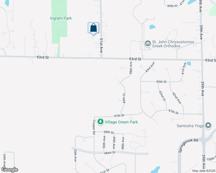 map of restaurants, bars, coffee shops, grocery stores, and more near 5003 93rd Street in Pleasant Prairie