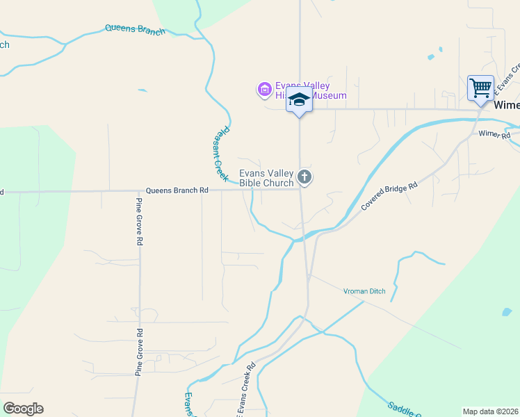map of restaurants, bars, coffee shops, grocery stores, and more near 149 Queens Branch Road in Rogue River