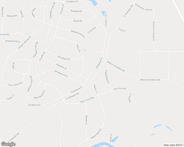 map of restaurants, bars, coffee shops, grocery stores, and more near Sundance Drive in Chiloquin