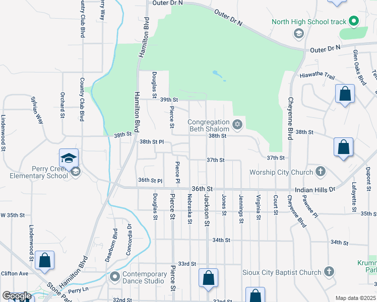 map of restaurants, bars, coffee shops, grocery stores, and more near 3700 Nebraska Street in Sioux City
