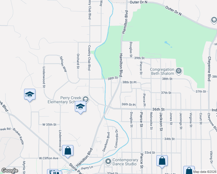 map of restaurants, bars, coffee shops, grocery stores, and more near 3700 Summit Street in Sioux City