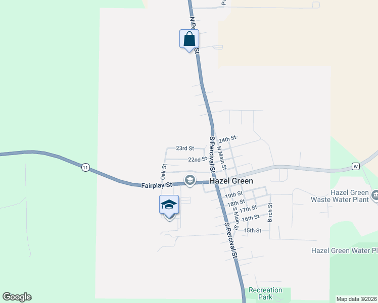 map of restaurants, bars, coffee shops, grocery stores, and more near 1405 22nd Street in Hazel Green