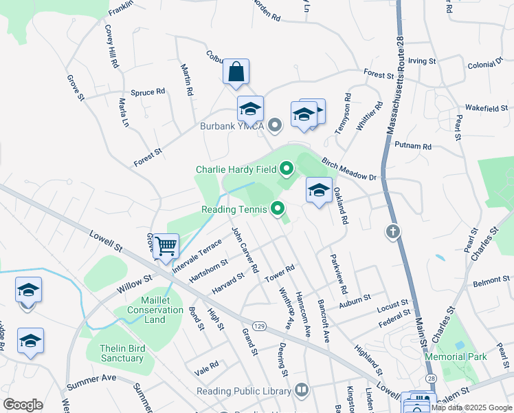 map of restaurants, bars, coffee shops, grocery stores, and more near 248 Bancroft Avenue in Reading