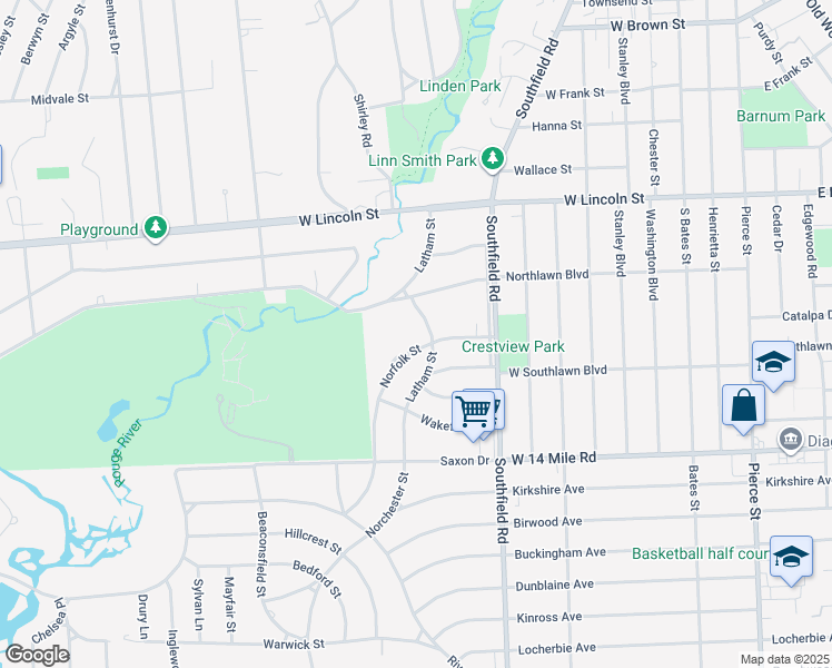 map of restaurants, bars, coffee shops, grocery stores, and more near 1221 Northlawn Boulevard in Birmingham