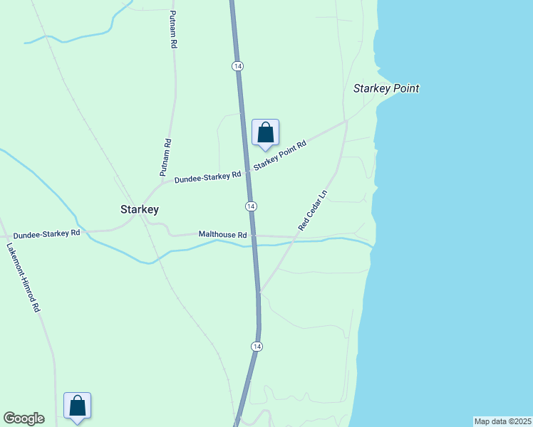 map of restaurants, bars, coffee shops, grocery stores, and more near 4639 New York 14 in Dundee