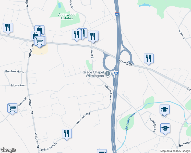 map of restaurants, bars, coffee shops, grocery stores, and more near Horseshoe Lane in Wilmington