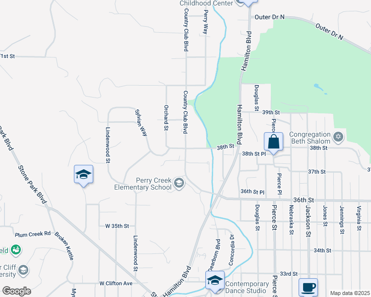 map of restaurants, bars, coffee shops, grocery stores, and more near 101 West 38th Street in Sioux City