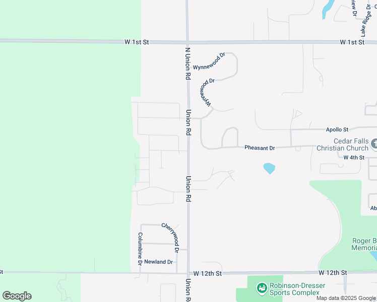 map of restaurants, bars, coffee shops, grocery stores, and more near 407 Union Road in Cedar Falls