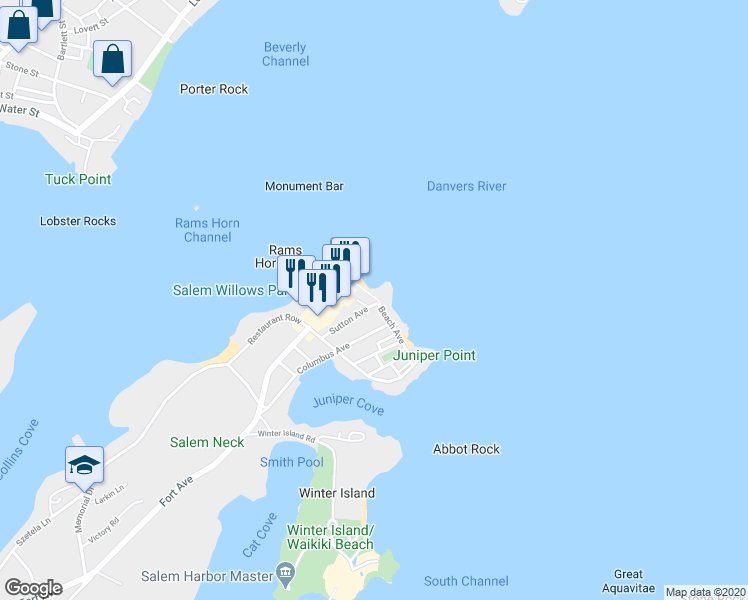 map of restaurants, bars, coffee shops, grocery stores, and more near 2 Sutton Avenue in Salem
